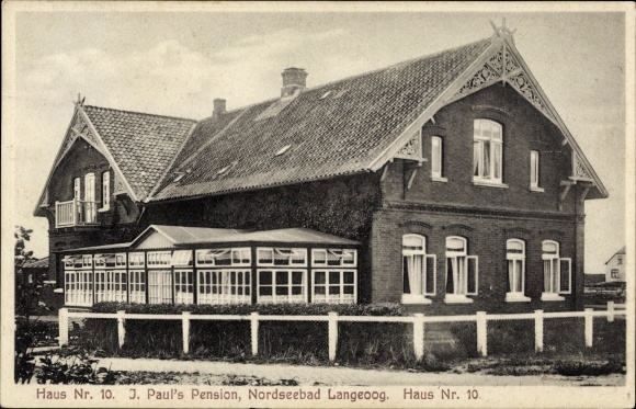 Postcard Nordseebad Langeoog Ostfriesland, house no. 10, inn