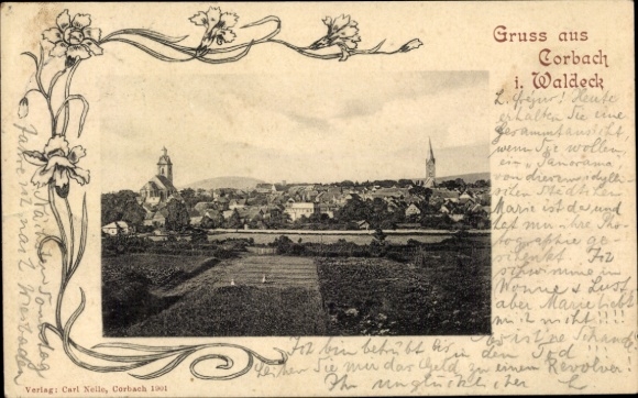 Postcard Korbach in Hesse, general view