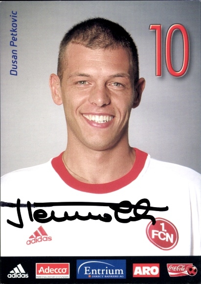 Autograph card footballer Dusan Petkovic, 1.FC Nuremberg, autograph