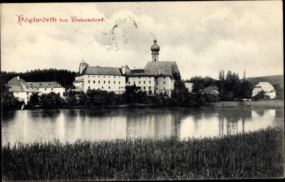 Postcard Höglwörth Anger in Rupertiwinkel Upper Bavaria, view of the place with the monastery