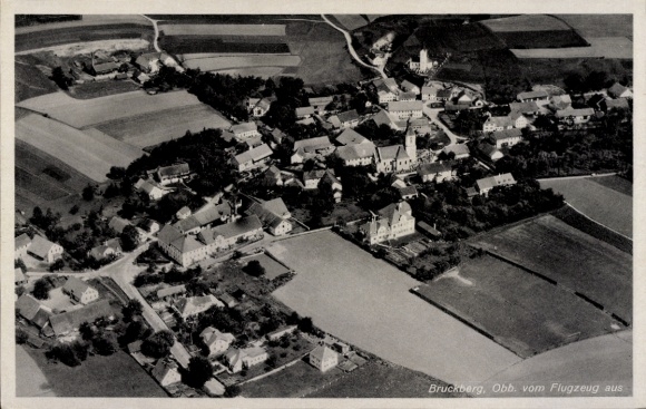 Postcard Bruckberg in Lower Bavaria, aerial photograph