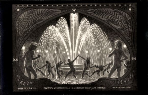 Art Nouveau Artist Postcard Fidus, The Radiant Spring, Charcoal Print