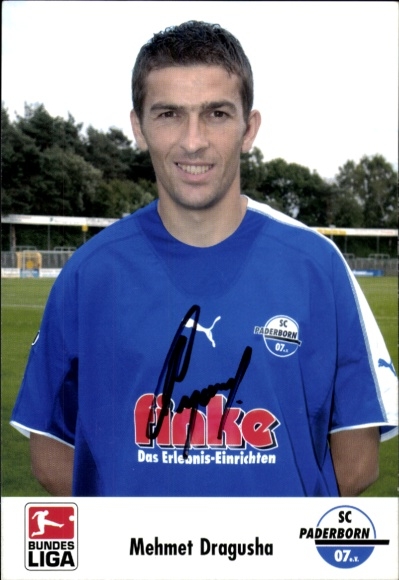 Autograph card footballer Mehmet Dragusha, SC Paderborn 07, autograph