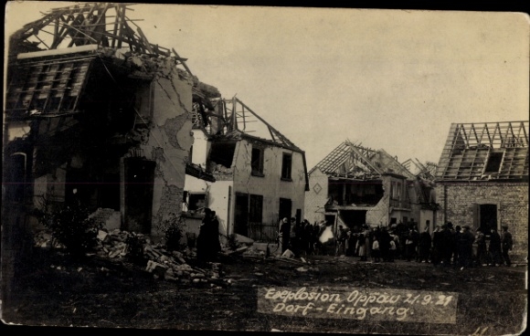 Postcard Oppau Ludwigshafen am Rhein, Explosion of the Nitrogen Plant 1921