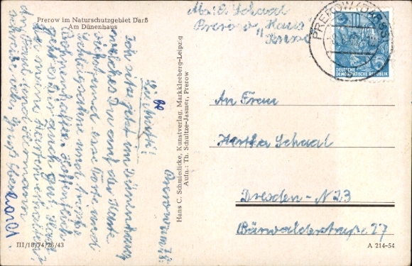 Postcard Ostseebad Prerow on the Darß, at the Dünenhaus, holidaymakers