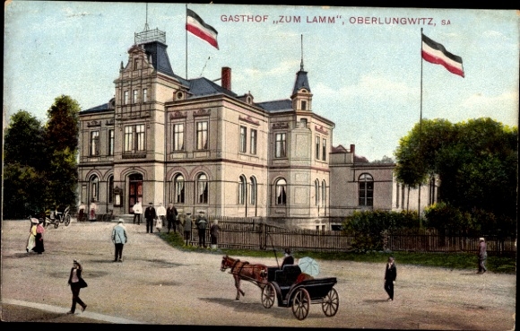 Ak Oberlungwitz in Sachsen, Gasthof Zum Lamm, Inh. Otto Uhlmann
