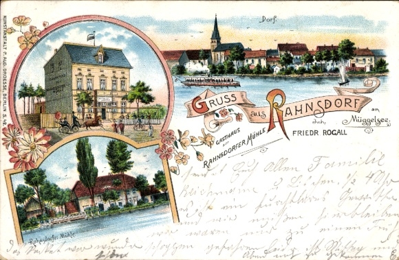 Chromo-Litho Berlin Köpenick Rahnsdorf, inn at the Rahnsdorfer Mühle, village, Müggelsee