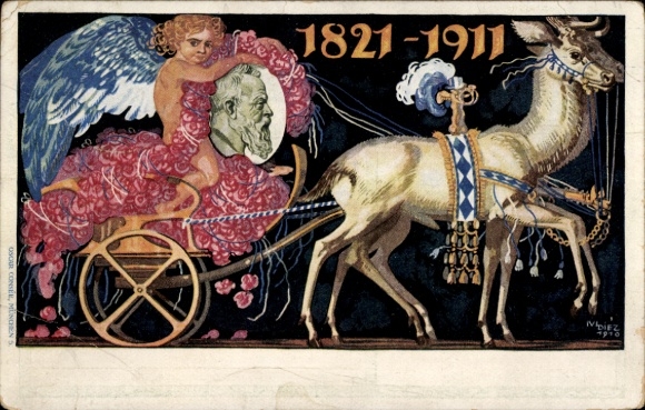 Postal stationery artist Postcard Diez, M., Prince Regent Luitpold of Bavaria, 1821 to 1911, carriage