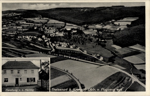Ak Theisenort Küps Oberfranken, Fliegeraufnahme, Handlung