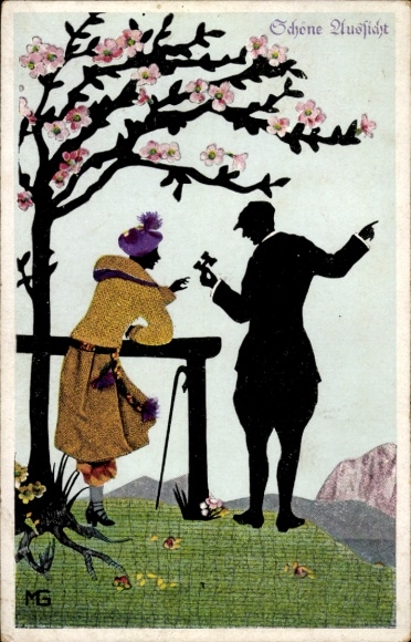 Paper cutting Postcard Graf, Marte, Fasto silhouettes, beautiful view