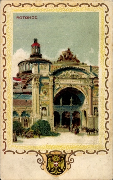 Präge Wappen Litho Wien 2. Leopoldstadt Österreich, Blick auf die Rotunda