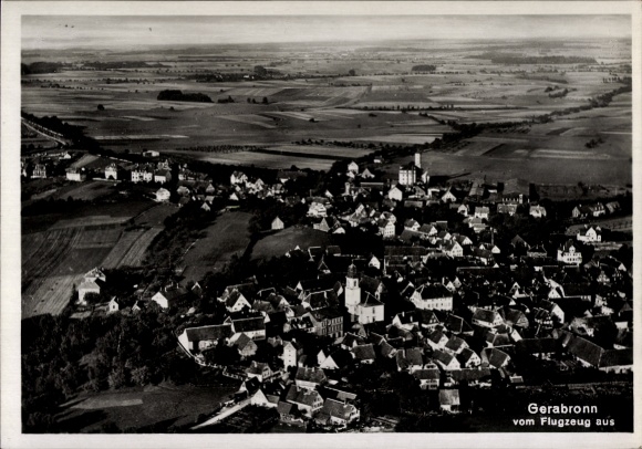 Postcard Gerabronn in Württemberg, aerial photograph