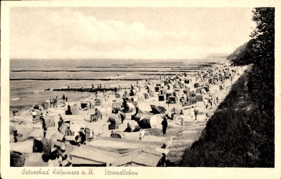Postcard Ostseebad Kölpinsee on Usedom, beach life