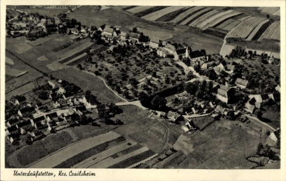 Postcard Unterdeufstetten Fichtenau in Württemberg, aerial photograph