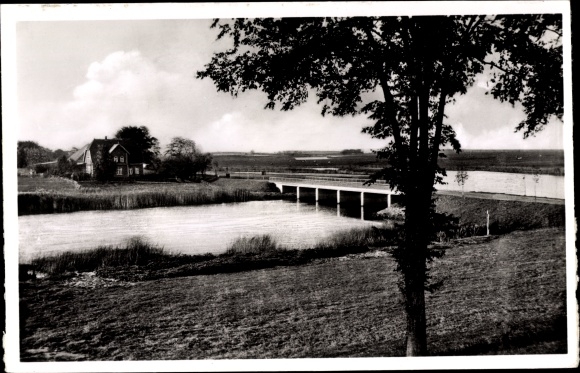 Ansichtkaart Schwabstedt aan de Treene Noord-Friesland Sleeswijk-Holstein, kavel aan de rivier