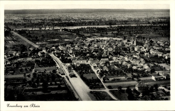 Postcard Neuenburg am Rhein Baden, aerial photograph