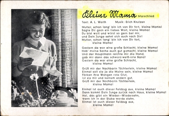 Lied Ak Kleine Mama, Marschlied, A.L. Werth, Erich Kuntzen