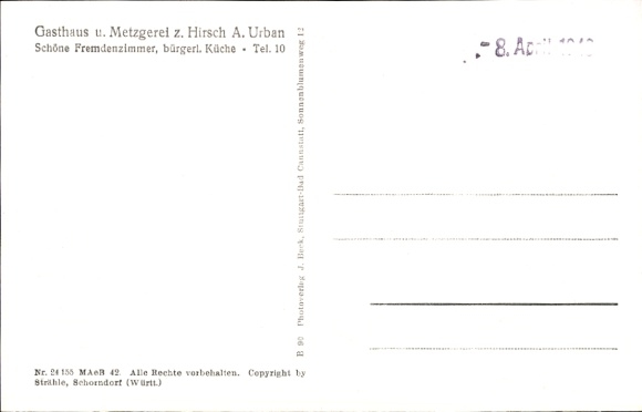 Postcard Boos (near Memmingen) in Swabia, aerial photograph, Gasthaus z. Hirsch A. Urban