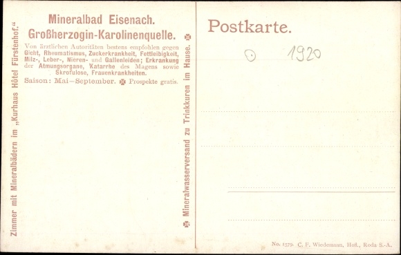 Postcard Eisenach in Thuringia, nice detailed view