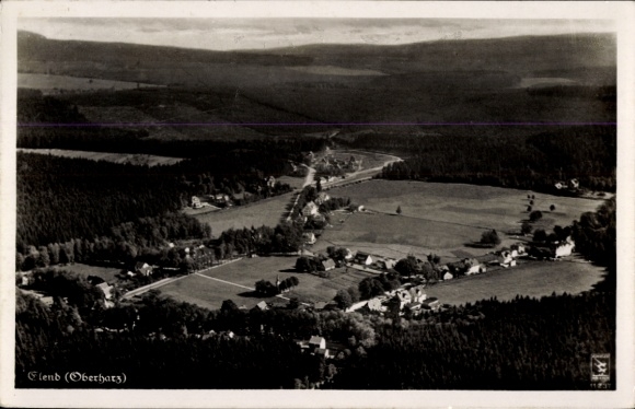 Ak Elend Oberharz am Brocken, Fliegeraufnahme der Ortschaft