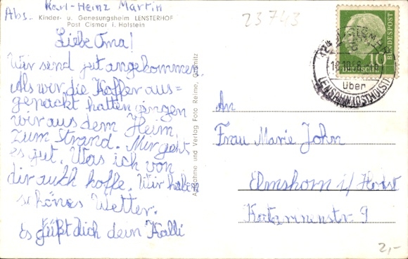 Postcard Neustadt in Holstein, Lensterhof Children's Home, B-House, building with many plants, quiet surroundings...