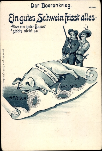 Artist PC Transvaal South Africa, The Boer War, A good pig eats everything, Bruno Bürger 6060