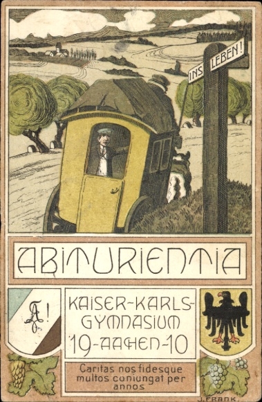 Studentika Ak Aachen in Nordrhein Westfalen, Abiturientia, Kaiser Karls Gymnasium 1910