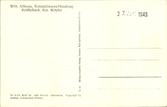 Postcard Kröffelbach Waldsolms in the Taunus Hesse, aerial photograph