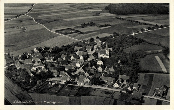 Postcard Schmalfelden Schrozberg in Württemberg, aerial photograph