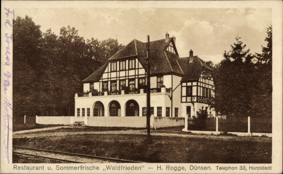 Postcard Dünsen Lower Saxony, restaurant and summer resort Waldfrieden, H. Rogge