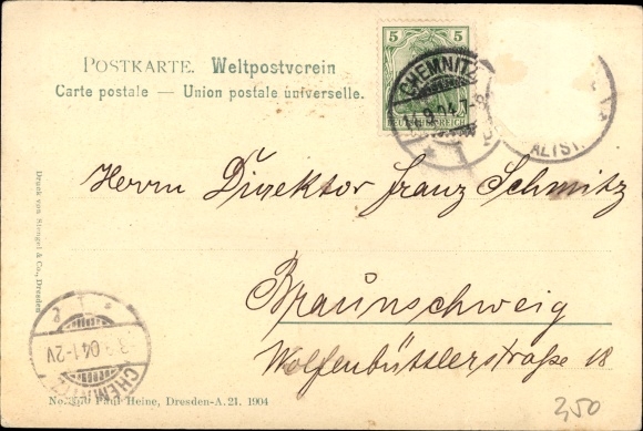 Artist PC Dresden Altstadt, the Elbe traffic resumed when the water level was low in 1904