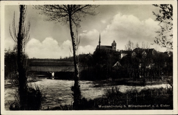 Ansichtkaart Wishing Village aan de Elster, Weida estuarium