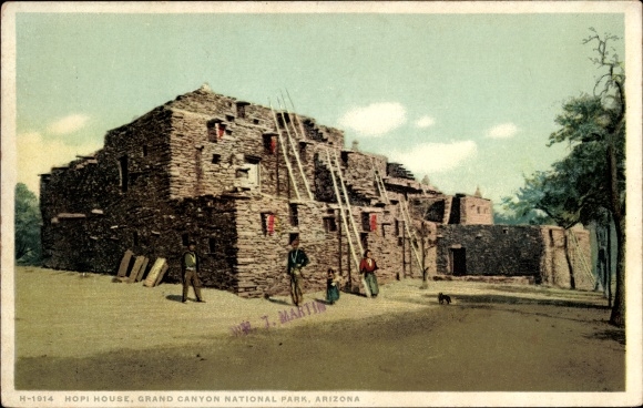 Ak Arizona USA, Grand Canyon National Park, Haus der Hopi Indianer