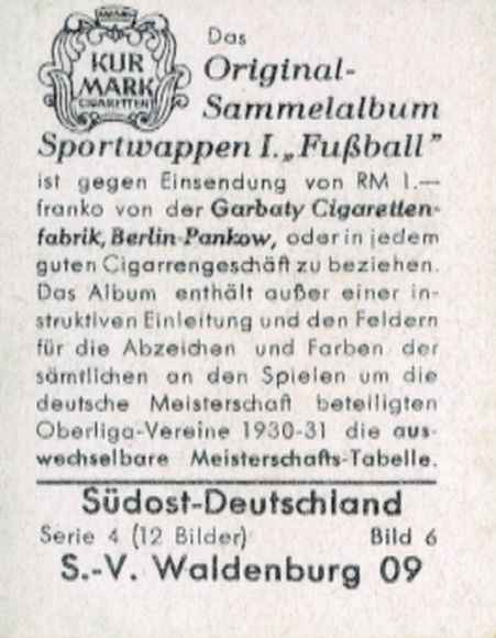 Obraz kolekcjonerski herb sportowy, piłka nożna, południowo-wschodnie Niemcy, SV Waldenburg 09, zdjęcie nr 6