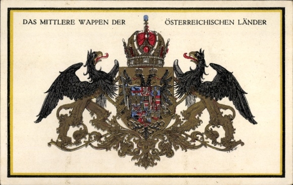 Coat of arms Postcard United States of Greater Austria, Middle coat of arms, griffins