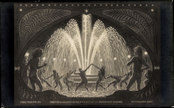 Art Nouveau artist Postcard Fidus, The radiant spring, charcoal print, No. 58
