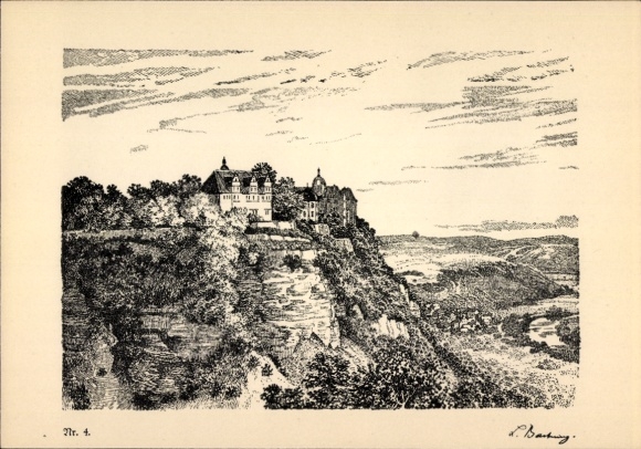 Artist Postcard Dornburg an der Saale Thuringia, Goethe biography, poem, No. 4