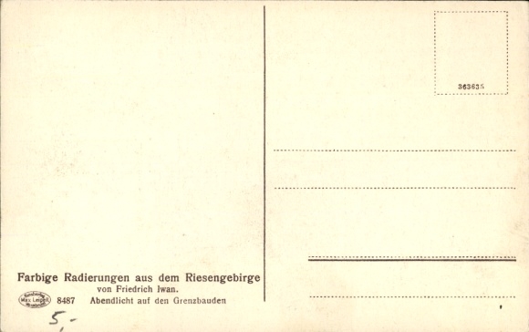 Artist Postcard Iwan, Friedrich, Giant Mountains, Evening light on the border huts, Winter