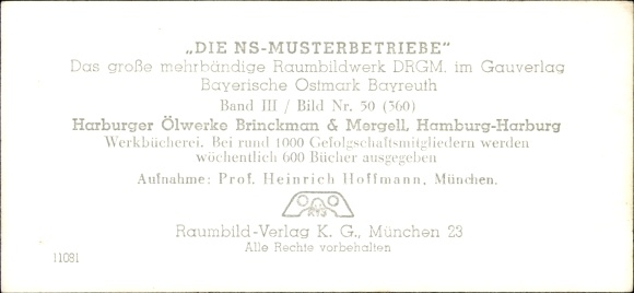 Stereo spatial image &quot;The NS model companies&quot;, III 50, No. 360, Harburger Ölwerke Brinckman Mergell
