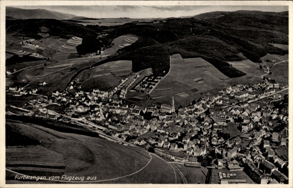 Postcard Furtwangen in the Black Forest, aerial photograph