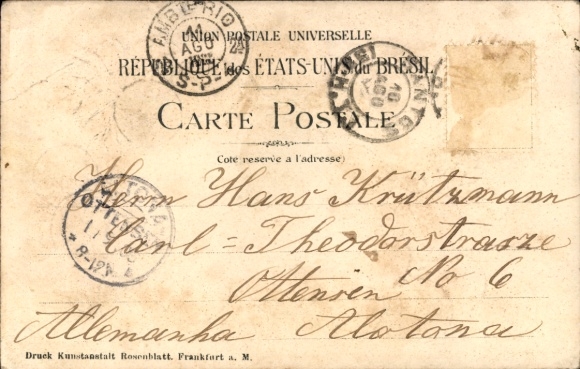 Embossing Chromo-Litho Santos Brazil, Largo da Republica