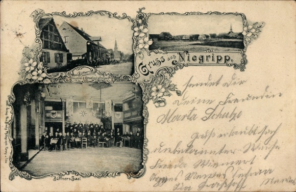 Postcard Niegripp Castle near Magdeburg, partial view, street section, hall