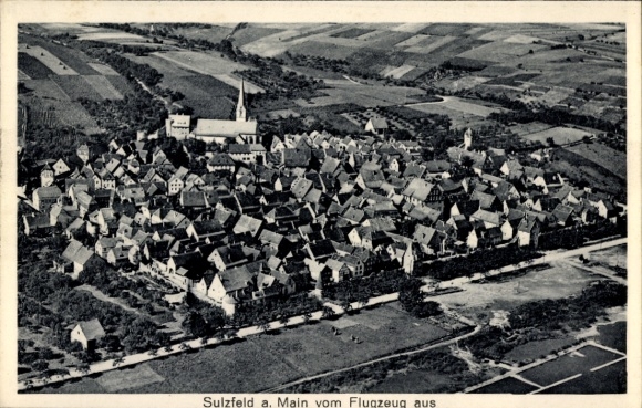 Postcard Sulzfeld am Main in the district of Kitzingen, aerial photograph
