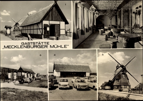 Postcard Groß Stieten in Mecklenburg, restaurant Mecklenburger Mühle, gallery, aviary, animal enclosure