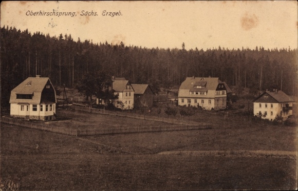 Postcard Oberhirschsprung Hirschsprung Altenberg Ore Mountains, partial view, houses