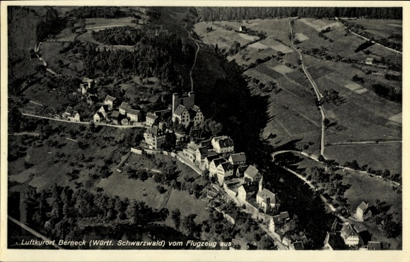 Ak Berneck Altensteig im Schwarzwald, Fliegeraufnahme