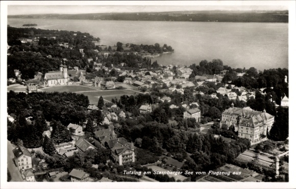 Ak Tutzing am Starnberger See Oberbayern, Fliegeraufnahme