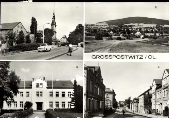 Ak Großpostwitz in der Oberlausitz Sachsen, Panorama, Rat der Gemeinde, Hauptstraße