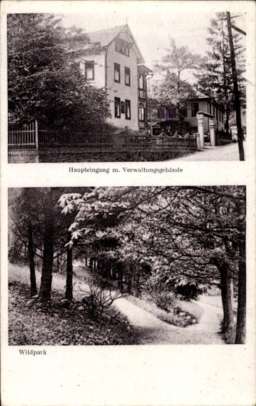 KP Mellenbach Glasbach w Schwarzatal Turyngii, Bad Finkenmühle, ośrodek rekreacyjny, park dzikich zwierząt