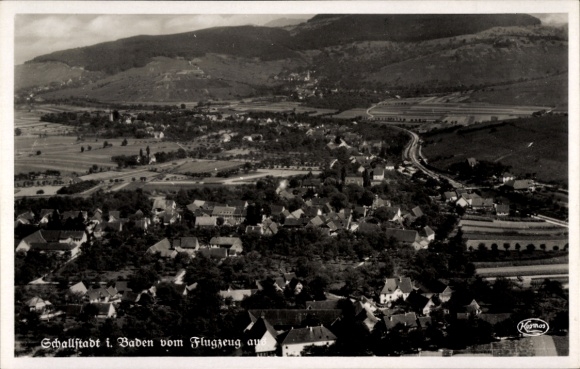 Postcard Schallstadt in the Black Forest Baden, aerial photograph
